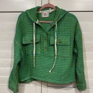 BDG Lime and Sky Blue Waffle Knit Top
